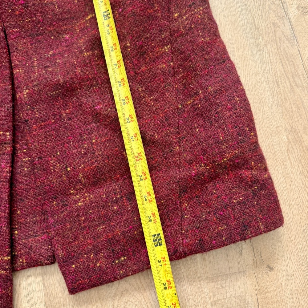 Celine Burgundy 100% Wool Coat Outwear Open Front Size 36 / US S - Picture 6 of 7